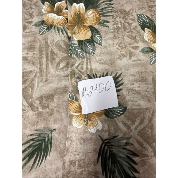 Vintage Campia Moda Men’s Short Sleeve Hawaiian Shirt Beige Hibiscus Size M - Picture 8 of 8